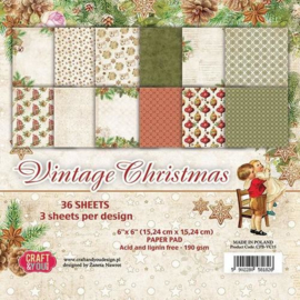 Craft&You Vintage Christmas Small Paper Pad 6x6 36 vel CPB-VC15