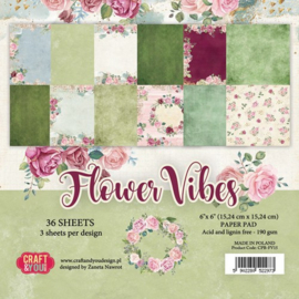 Craft&You Flower Vibes small paper pad 6x6 36 vel CPB-FV15