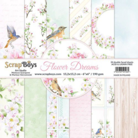 ScrapBoys Flower dreams paperpad 24 vl+cut out elements-DZ FLDR-09 190gr 15,2x15,2cm