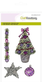 CraftEmotions clearstamps A6 - Kerstboom, ster Purple Holiday