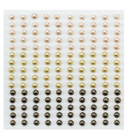 Nellie`s Choice - APS405 - Adhesive half pearls 3 tinten bruin