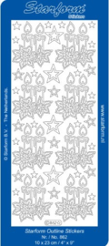 Stickers - Starform - Kersstukje - 862 - Zilver