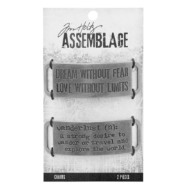 Tim Holtz Assemblage charms x2 metal bands