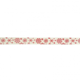 Ribbon 15mm snowflake  - per meter
