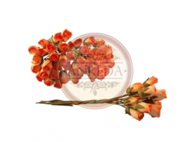 Mini Semi Open Rose Buds - Tangerine Variegated