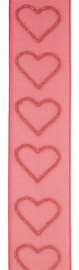 Vivant Lint Glittering hearts warm rood 25mm - per meter