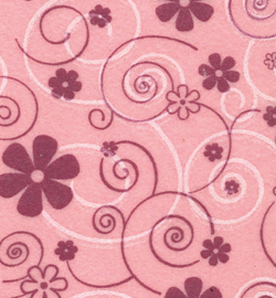 Stafil - 250130-44 - Felt curly flowers, Pink Pastel/Lilac+White