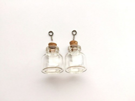 Mini glazen flesjes met kurk & schroef 2 ST 12423-2303 22x25mm