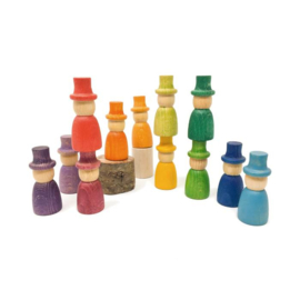 Grimm's Houten Nins tovenaars Regenboog 12 stuks