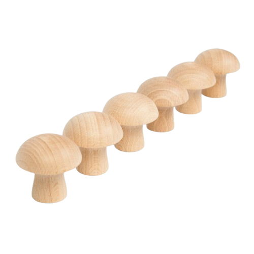 6 houten Paddenstoelen Naturel, Grapat
