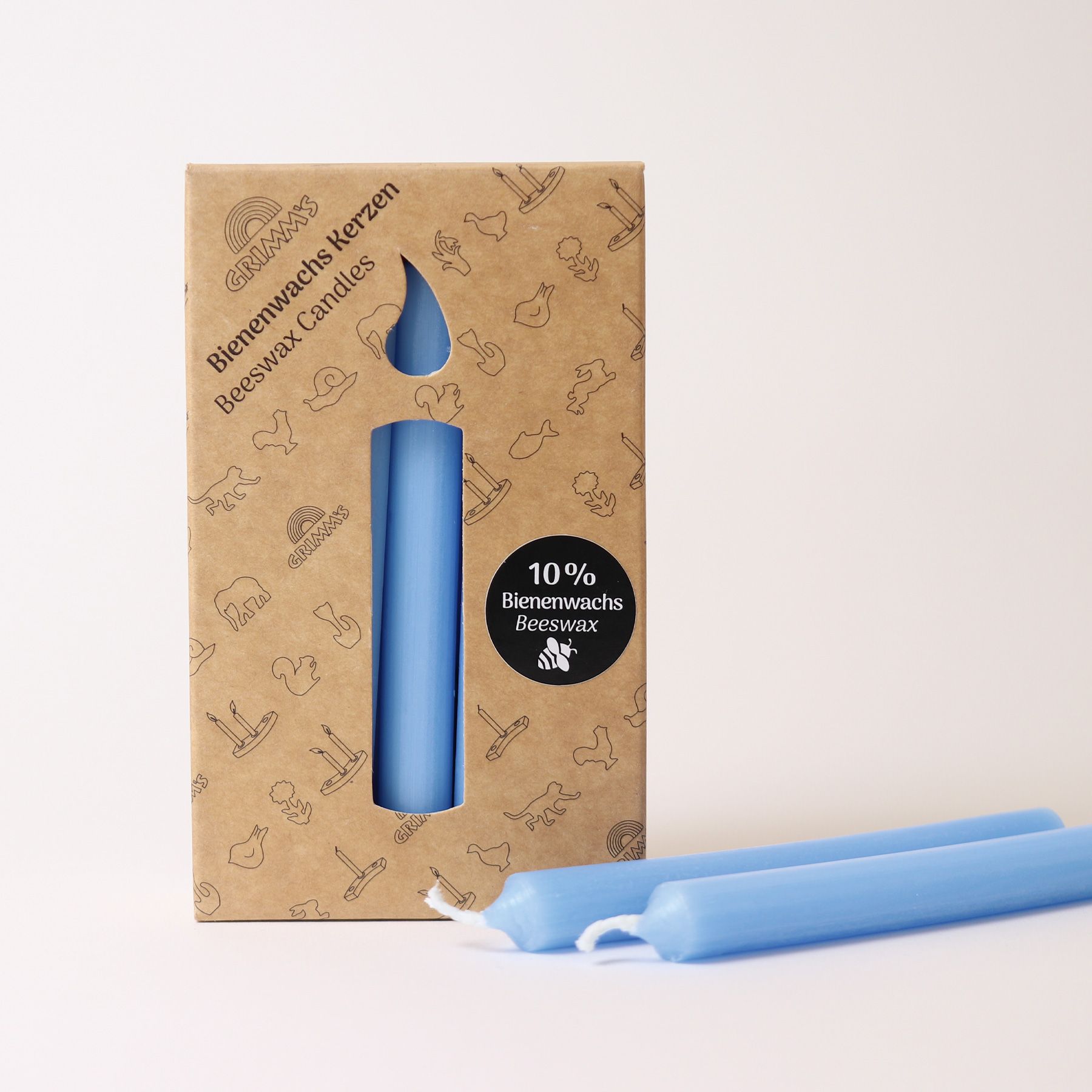 Grimm's Bijenwaskaars (10%) Blauw 12 stuks in doosje