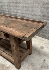 Kleine antieke werkbank 147952 lengte 141 cm