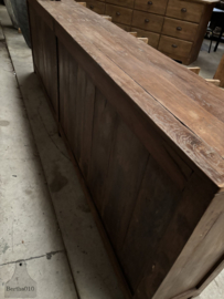 Historisch 297 cm lang houten dressoir uit ca 1910 functioneel vakmanschap 147842