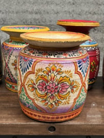 Indiase houten melkpot handgemaakt 147886ah 36 cm hoog