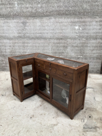 Authentieke houten vitrinekast winkeltoonbank erfstuk met ziel 147862