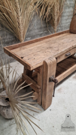 Antieke eiken werkbank 147369 lengte 195 cm verkocht