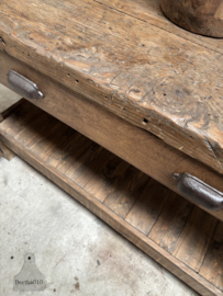 Oude eikenhouten werkbank perfect voor elk interieur 148073 197 cm