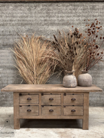 Antieke werkbank uit atelier pottenbakker met 6 laden 147979 lengte 205 cm