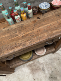 Oude schoolwerkbank 157 cm lengte 147797 verkocht