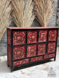 Geweldig antiek handbeschilderd Nepalees dressoir (146926)