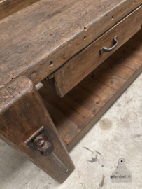Oude eiken werkbank XL 148196 lengte 254 cm