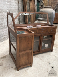 Authentieke houten vitrinekast winkeltoonbank erfstuk met ziel 147862