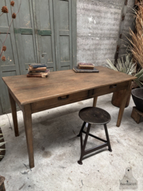 Authentieke oude schooltafel, bureau lengte 150 cm (148265)