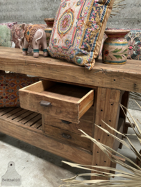 Antieke werkbank met laden (147119)  lengte 201 cm verkocht