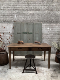 Authentieke oude schooltafel, bureau lengte 150 cm (148265)