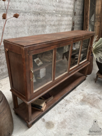 Antieke originele laboratorium school vitrinekast 148122