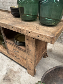 Oude eiken werkbank 3 lades 148268 lengte 187 cm
