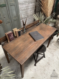 Authentieke oude schooltafel, bureau lengte 150 cm (148265)