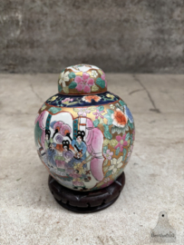 Handbeschilderde Famille Rose gemberpot (15 cm) 147975