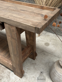 Unieke oude werkbank  stoer badkamermeubel, dressoir of keukeneiland 147935 lengte 165 cm