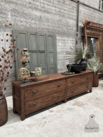 Oud houten ladekast uniek dressoir met 4 grote laden 148129