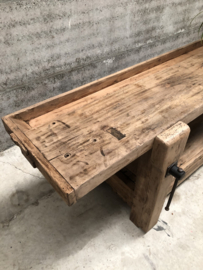 262 cm lange antieke eiken werkbank met klep (146308) verkocht