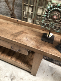 Oude werkbank met lade (145954) lengte 183 cm verkocht