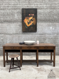 Authentiek lang schoolbureau 3 laden ideale hoogte 147932 verkocht