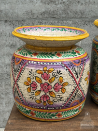 Handbeschilderde Indiase houten melkpot 147886aa 34 cm hoog