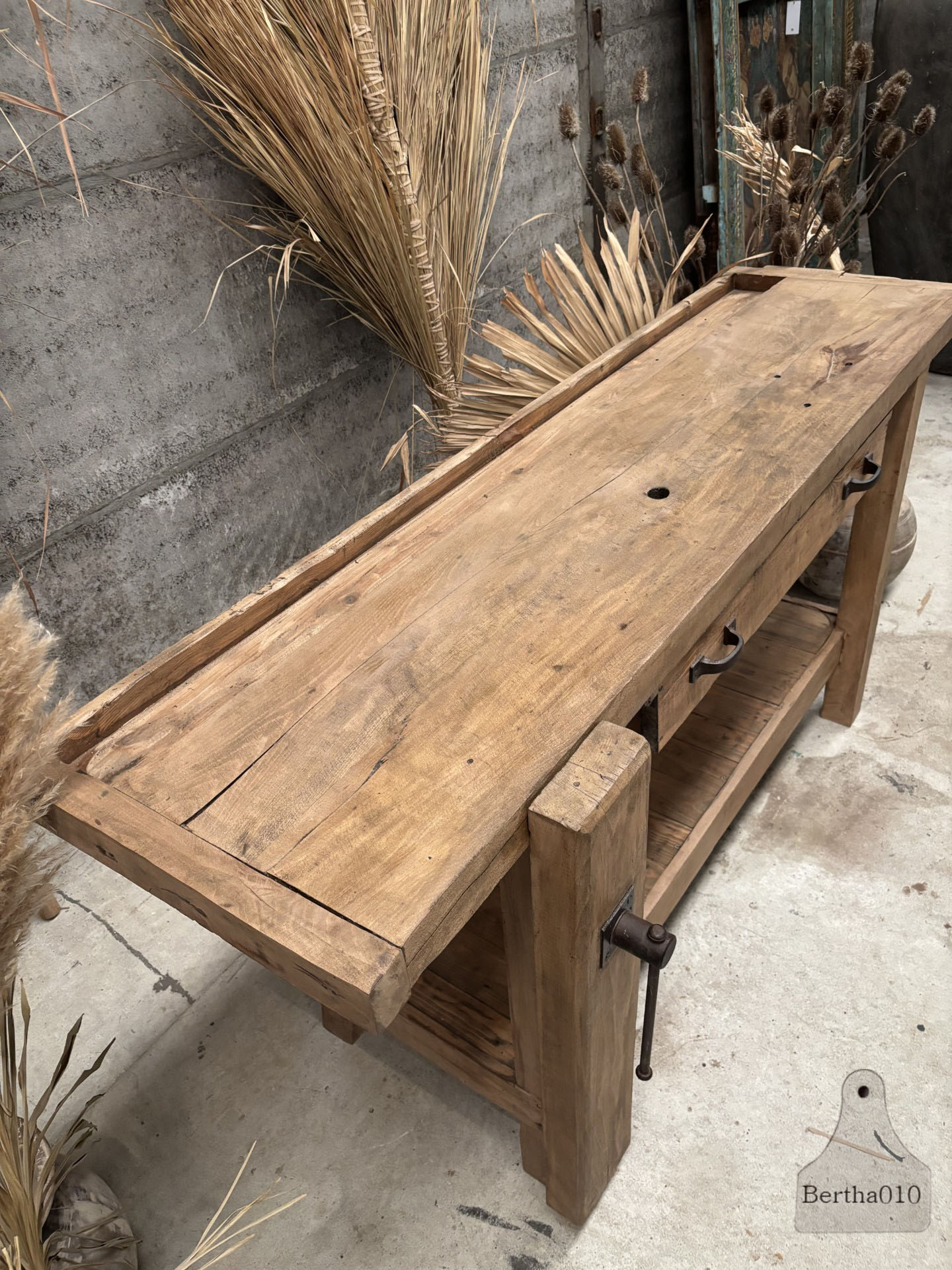 Franse werkbank van oud eiken 182 cm lang 147598