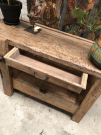 Prachtige oude werkbank met opbergvak lengte 160 cm (146370) verkocht