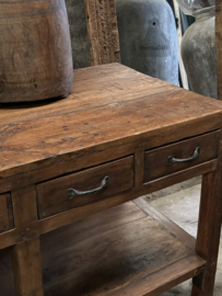 Historische XXL houten werkbank toonbank met 8 laden 148108