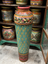 Slanke ijzeren vaas handbeschilderd, Indiaas vakmanschap 147907