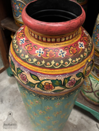 Slanke ijzeren vaas handbeschilderd, Indiaas vakmanschap 147907