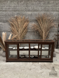 Antieke houten winkeldressoir van volledig glas 147864