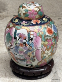 Handbeschilderde Famille Rose gemberpot (15 cm) 147975