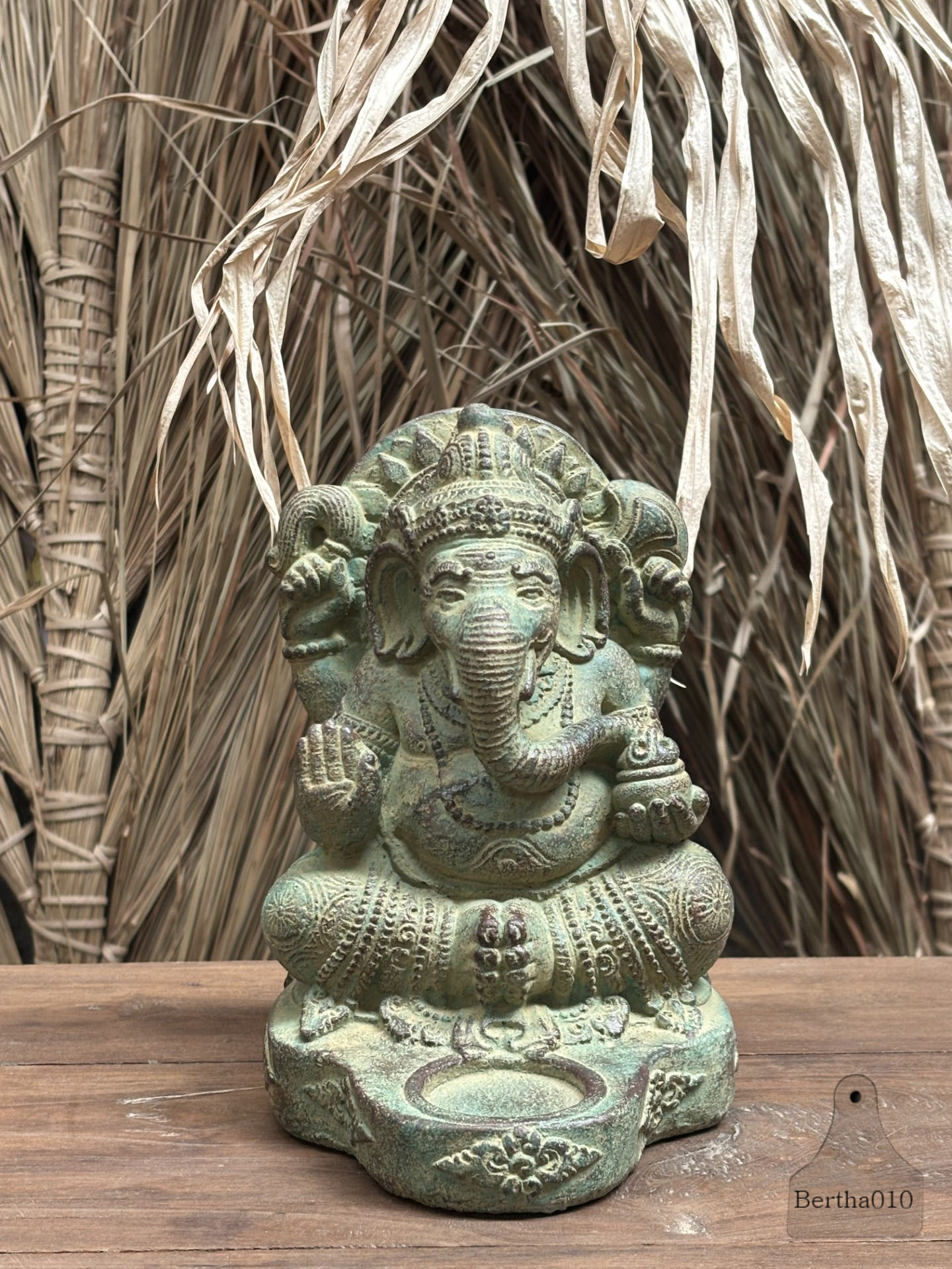 Stenen beeld Ganesha waxinelichthouder 147509