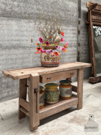 Mooie oude houten antieke werkbank 147953 lengte 164 cm