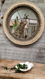 Prachtige ronde houten spiegel XL 147242