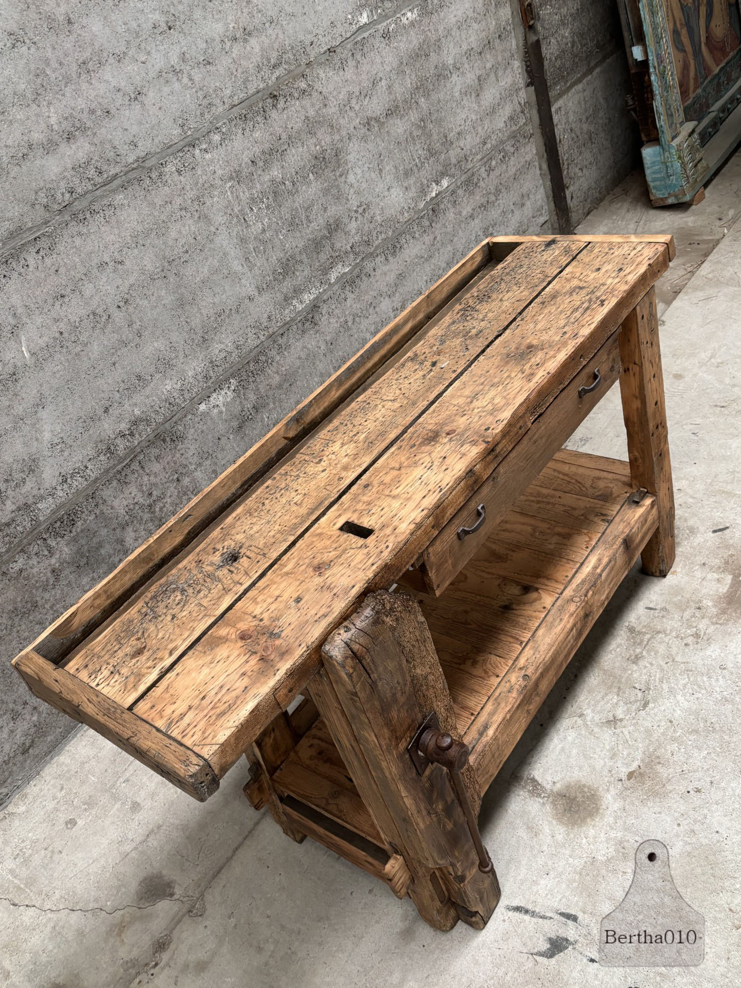 Unieke antieke eiken werkbank met karakter 147583